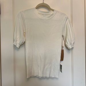 NWT puff sleeve rib knit top